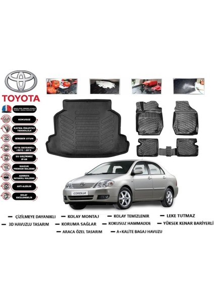 Corolla C Sedan 2004 Model Bagaj Havuzu Araca Özel Paspas Takımı Prrox