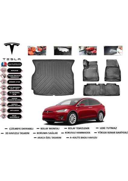 Model x 2017 Model Bagaj Havuzu Araca Özel Paspas Takımı Prrox