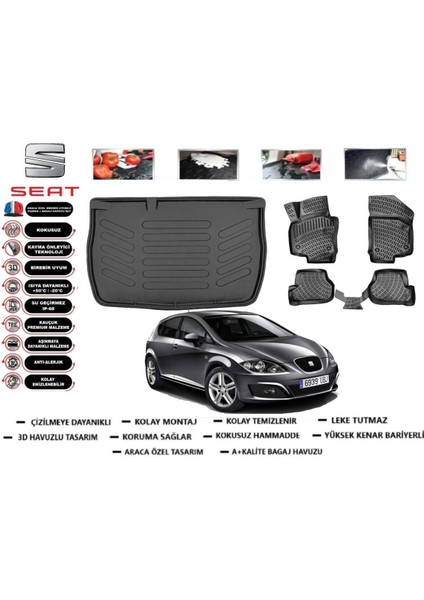 Leon 2012 Model Bagaj Havuzu Araca Özel Paspas Takımı Prrox