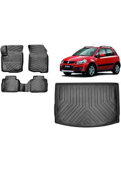 Sx4 S-Cross Üst Kademe 2013 Model 3D Bagaj Havuzu+3d Havuzlu Araca Özel Paspas Takımı