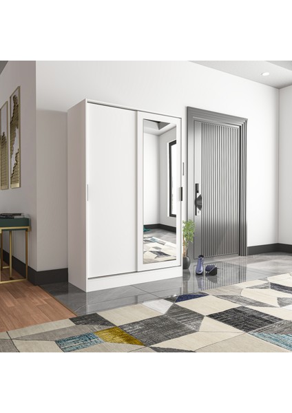 Aura White Portmanto Vestiyer Ayakkabılık Aynalı 2 Sürgü Kapaklı