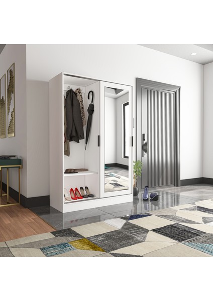 Aura White Portmanto Vestiyer Ayakkabılık Aynalı 2 Sürgü Kapaklı modelleri