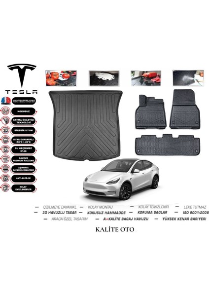 Model Y 2023 Model 3D Bagaj Havuzu+4d Havuzlu Paspas Setii