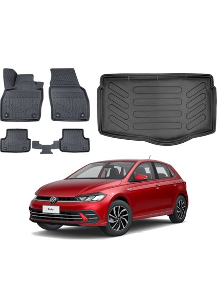 Polo 2022 Sonrası 3D Alt Bagaj Havuzu+3d Araca Özel Paspas Takımı Luxury Serisi