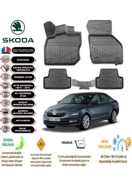 Octavia 2016 Model 4d Araca Özel Havuzlu Paspas Takımı