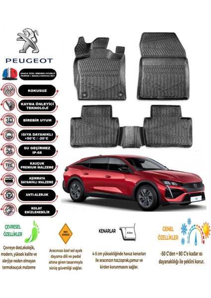 408 2024 Model 4d Araca Özel Havuzlu Paspas Takımı