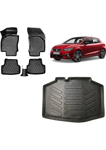Ibiza 2022 Model Hatchback 3D Bagaj Havuzu+3d Havuzlu Araca Özel Paspas Takımı