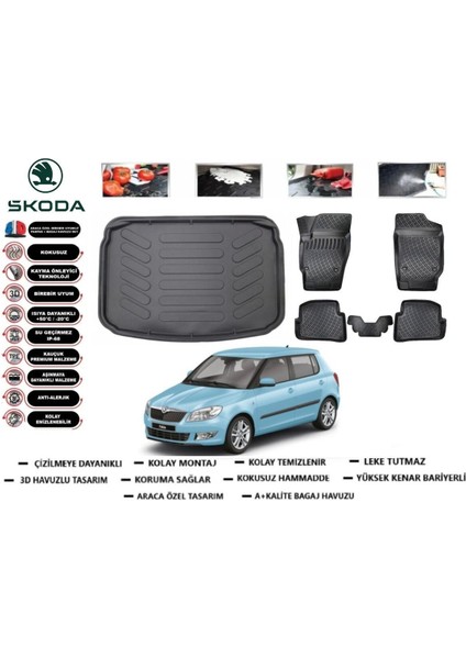Fabia 2010 Model Bagaj Havuzu Araca Özel Paspas Takımı Prrox