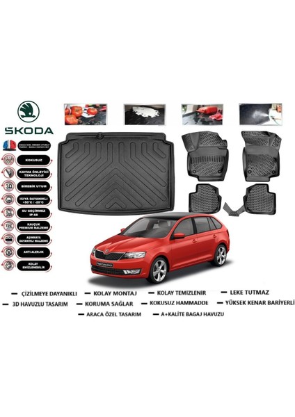 Rapıd Hb 2016 Model Bagaj Havuzu Araca Özel Paspas Takımı Prrox