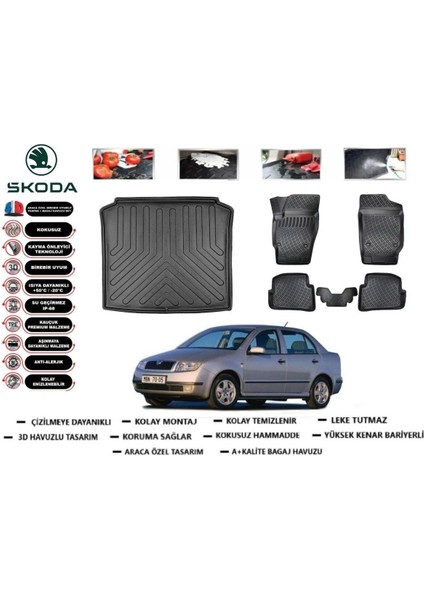 Fabia Sedan 2006 Model Bagaj Havuzu Araca Özel Paspas Takımı Prrox