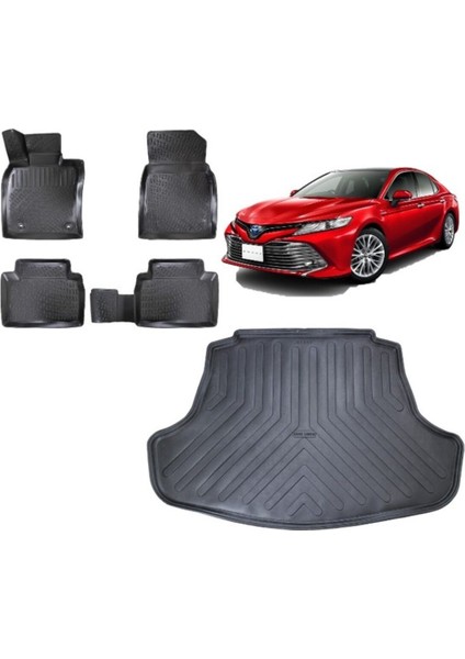 Camry 2020 Model Hybrit 3D Bagaj Havuzu+3d Havuzlu Araca Özel Paspas Takımı