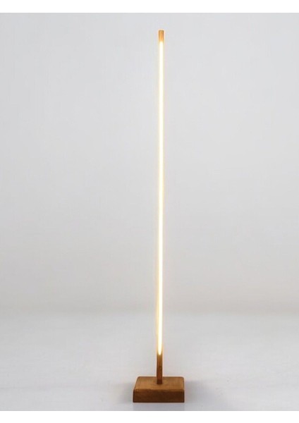 Dekoratif Ahşap Ayaklı Uzaktan Kumandalı Gün Işığı Neon LED 12V Dik Lambader 125 cm