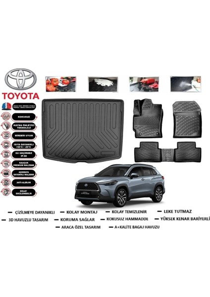 Corolla Cross Uyumlu 2023 Model Bagaj Havuzu Araca Özel Paspas Takımı Prrox