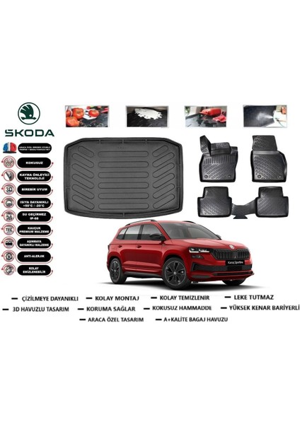 Karoq 2022 Model Bagaj Havuzu Araca Özel Paspas Takımı Prrox