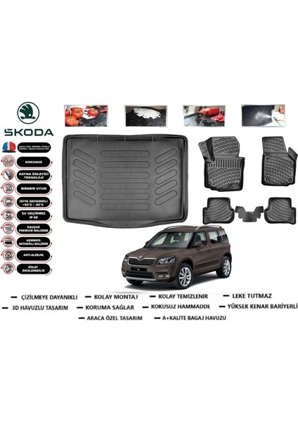 Yeti 2010 Model Bagaj Havuzu Araca Özel Paspas Takımı Prrox