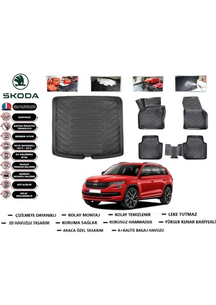 Kodiaq 2021 Model Bagaj Havuzu Araca Özel Paspas Takımı Prrox