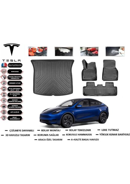 Model Y 2020 Model Bagaj Havuzu Araca Özel Paspas Takımı Flex