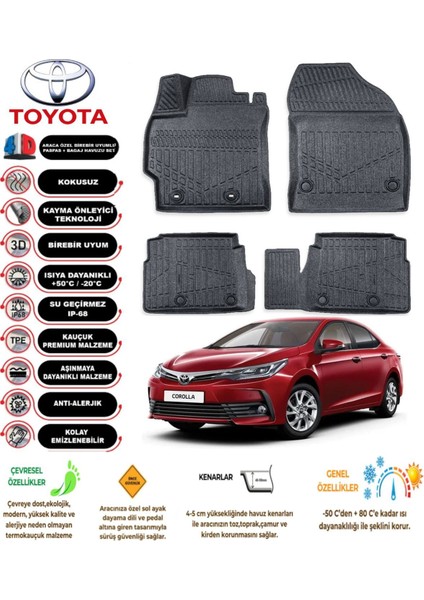 Corolla 2016 Model 4d Araca Özel Havuzlu Paspas Takımı