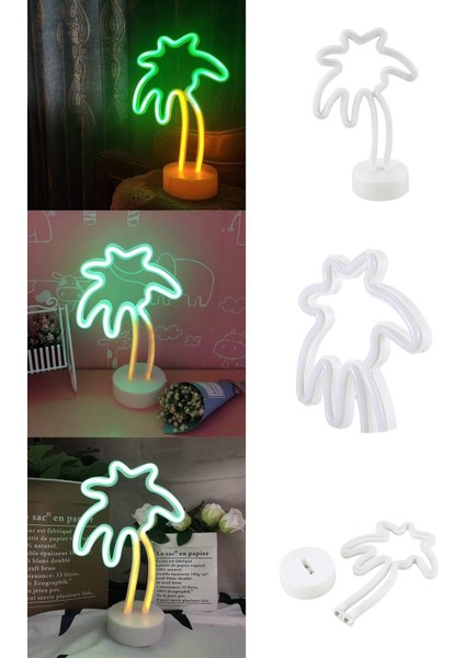 Dekoratif Palmiye Ağacı Tasarımlı Neon LED Masa ve Gece Lambası