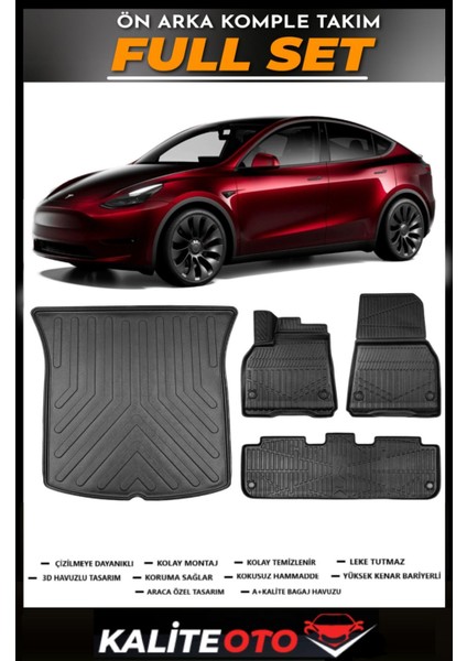 Model Y Bagaj Havuzu+4.5d Havuzlu Paspas Seti 2025 Model