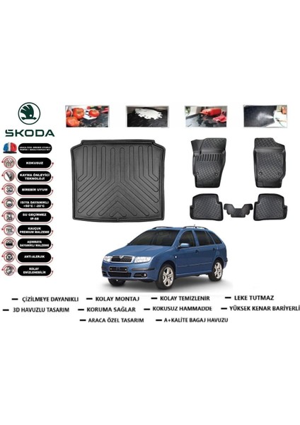Fabia Stw 2002 Model Bagaj Havuzu Araca Özel Paspas Takımı Prrox