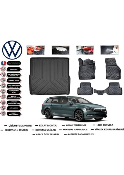Passat B8 Variant 2017 Model Bagaj Havuzu Araca Özel Paspas Takımı Prrox