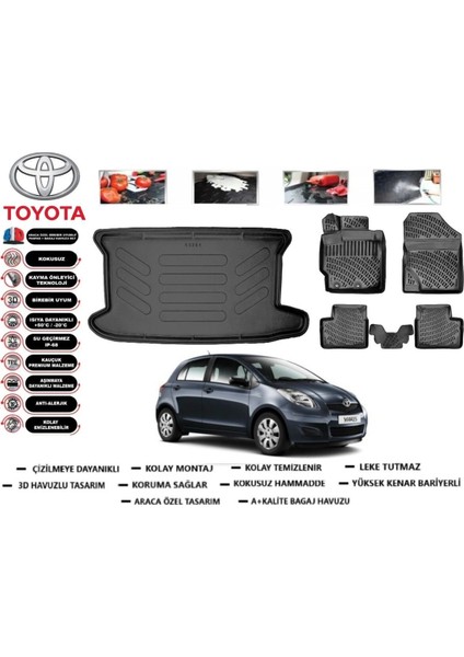 Yaris 2003 Model Bagaj Havuzu Araca Özel Paspas Takımı Prrox
