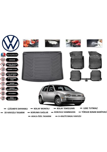 Golf 4 1998 Model Bagaj Havuzu Araca Özel Paspas Takımı Prrox