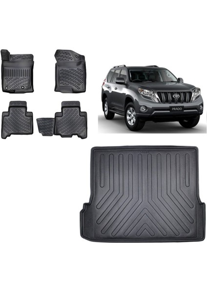 Land Cruiser Prado J170 2013 Model 3D Bagaj Havuzu+3d Havuzlu Araca Özel Paspas Takımı