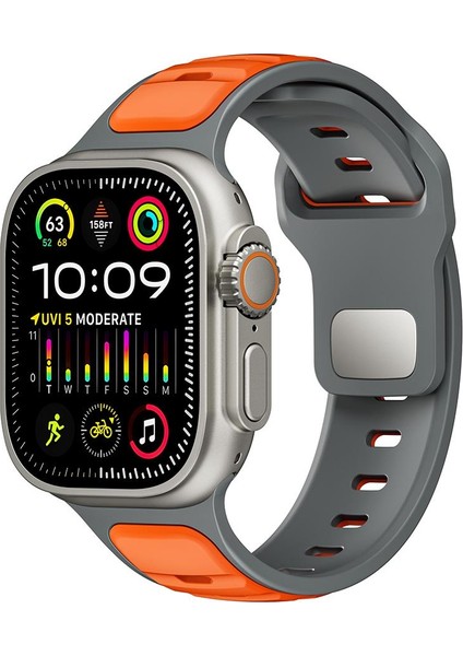 Apple Watch Ultra / Ultra 2 49 mm Uyumlu Silikon Kordon Çift Renkli Premium Spor Tasarım Kayış fiyatları