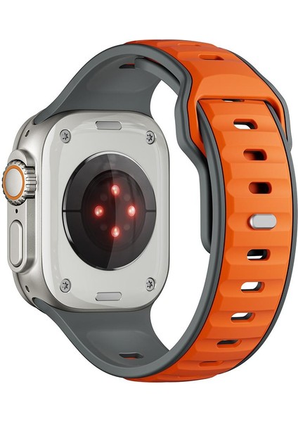 Apple Watch Ultra / Ultra 2 49 mm Uyumlu Silikon Kordon Çift Renkli Premium Spor Tasarım Kayış modelleri