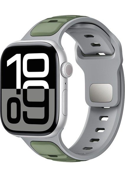 Apple Watch 7 8 9 45 mm Uyumlu Silikon Kordon Çift Renkli Premium Spor Tasarım Kayış