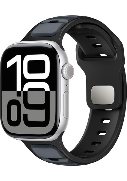 Apple Watch 10 46 mm Uyumlu Silikon Kordon Çift Renkli Premium Spor Tasarım Kayış