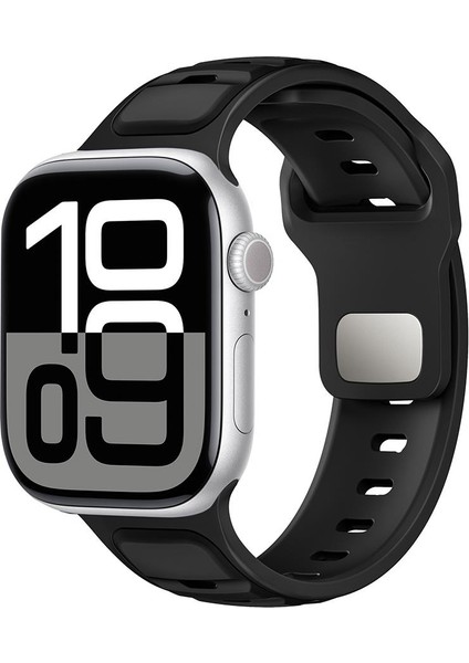 Apple Watch 10 46 mm Uyumlu Silikon Kordon Çift Renkli Premium Spor Tasarım Kayış