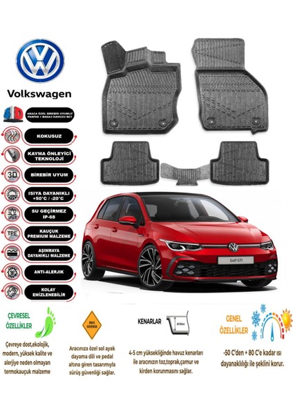 Golf 8 Otamatik 2024 Model 4d Araca Özel Havuzlu Paspas Takımı