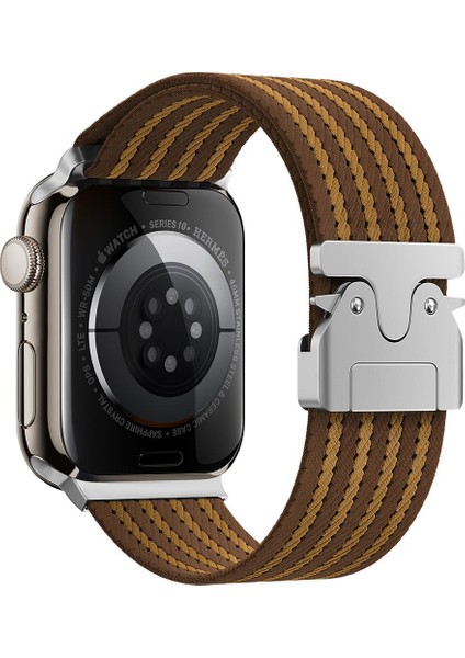 Apple Watch 10 / 11 46 mm Uyumlu Naylon Dokuma Kumaş Kordon Premium Kayış Kilitli Mekanik Toka