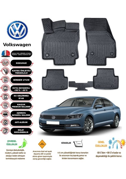 Passat B8 2015 Sonrası 4d Araca Özel Havuzlu Kokusuz Paspas Takımıı