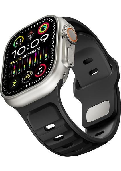 Apple Watch Ultra / Ultra 2 49 mm Uyumlu Silikon Kordon Çift Renkli Premium Spor Tasarım Kayış