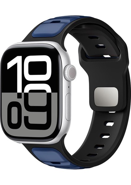 Apple Watch 10 46 mm Uyumlu Silikon Kordon Çift Renkli Premium Spor Tasarım Kayış