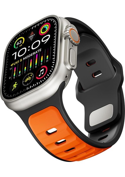 Apple Watch Ultra / Ultra 2 49 mm Uyumlu Silikon Kordon Çift Renkli Premium Spor Tasarım Kayış