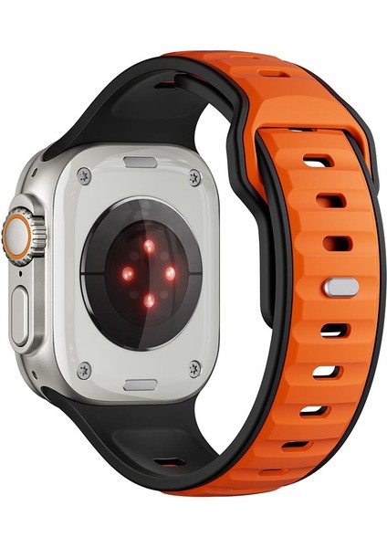 Apple Watch Ultra / Ultra 2 49 mm Uyumlu Silikon Kordon Çift Renkli Premium Spor Tasarım Kayış