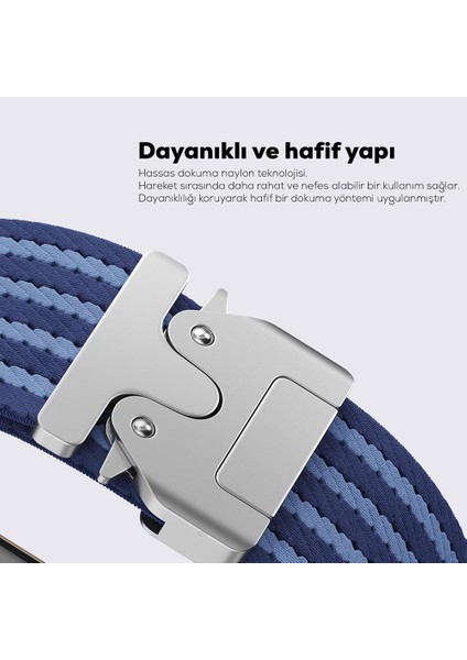 Apple Watch 10 46 mm Uyumlu Naylon Dokuma Kumaş Kordon Premium Kayış Kilitli Mekanik Toka modelleri