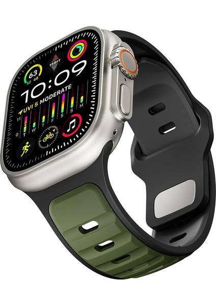 Apple Watch Ultra / Ultra 2 49 mm Uyumlu Silikon Kordon Çift Renkli Premium Spor Tasarım Kayış
