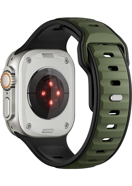 Apple Watch Ultra / Ultra 2 49 mm Uyumlu Silikon Kordon Çift Renkli Premium Spor Tasarım Kayış modelleri