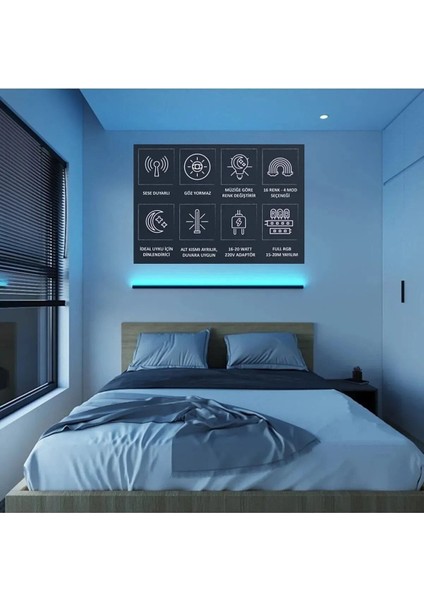 Algıladığı Sese Göre Işık Saçan Uzaktan Kumandalı 16 Renkli Lambader