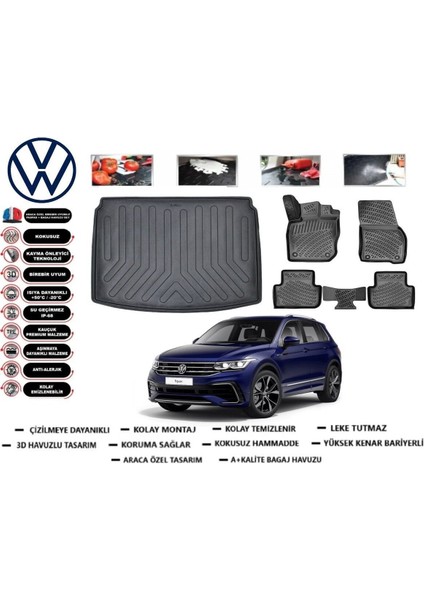 Tiguan 2017 Model Alt Bagaj Havuzu Araca Özel Paspas Takımı Prrox