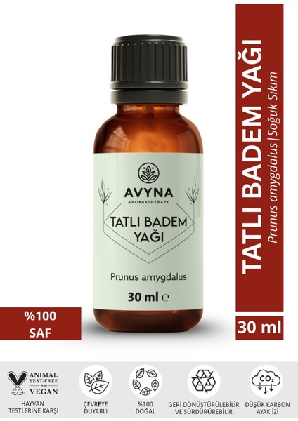Tatlı Badem Yağı 30 ml Soğuk Sıkım Saf ve Doğal (Sweet Almond Oil)