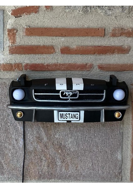 Işıklı Mustang Duvar Obje Araba,siyah Beyaz