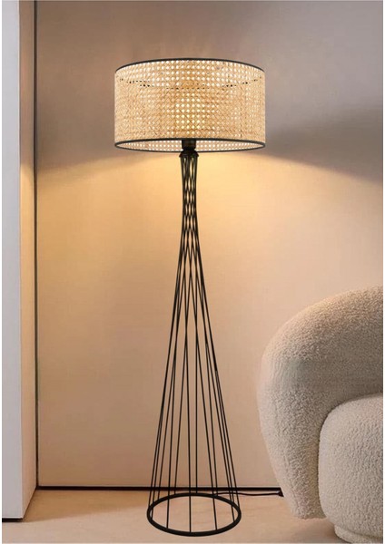 Homing Dora Hazeran Rattan Metal Gövdeli Lüks Lambader AYD-3681