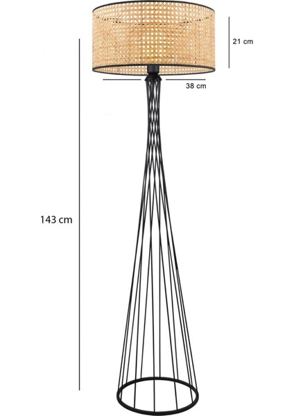 Homing Dora Hazeran Rattan Metal Gövdeli Lüks Lambader AYD-3681